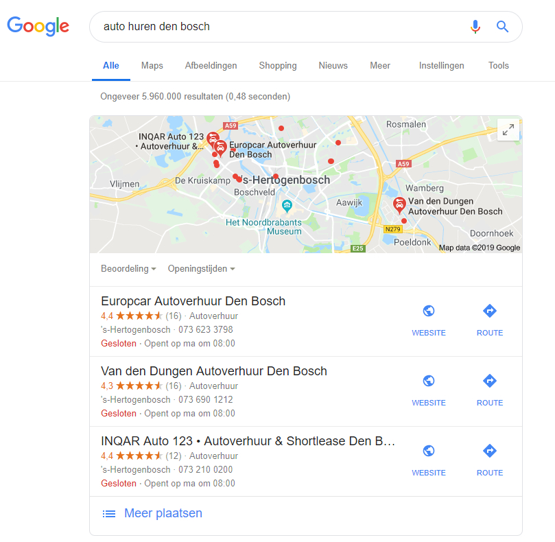 Lokale zoekresultaten in Google
