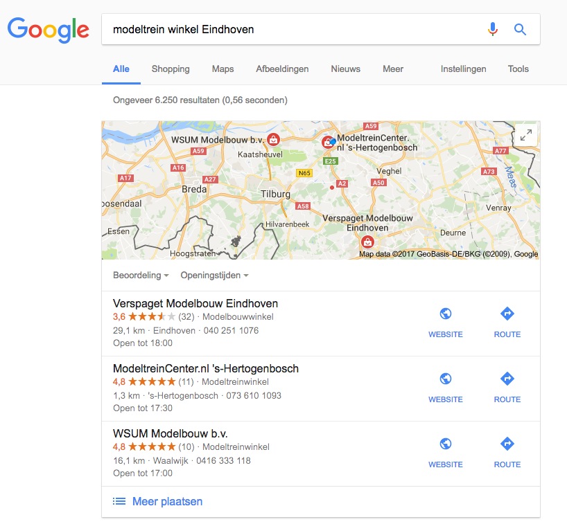 Google Maps optimalisatie voorbeeld